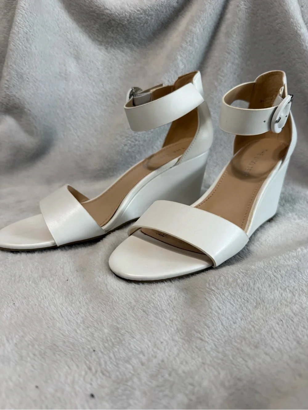 The Limited White Ankle-Strap Wedge Sandals